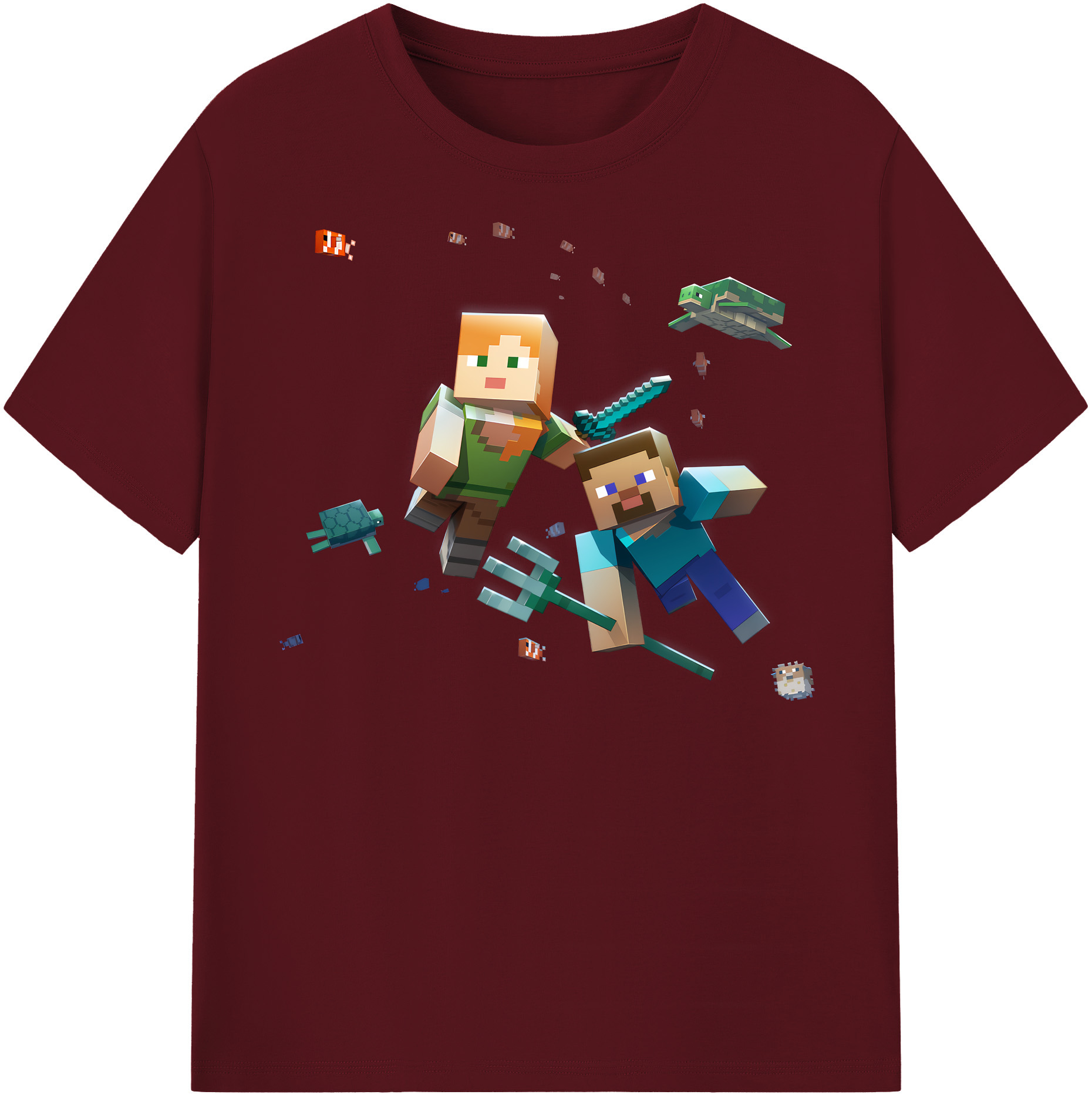 （画像用） マインクラフト ブロックの世界 Minecraft MC Block world 綿100％半袖Tシャツ（フロントプリント）